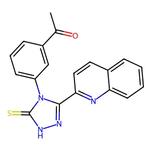 1-[3-(3-quinolin-2-yl-5-sulfanylidene-1H-1,2,4-triazol-4-yl)phenyl]ethanone structure