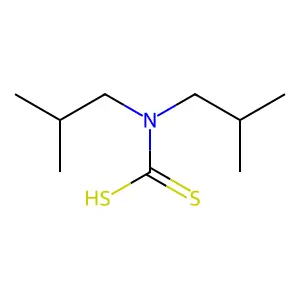 Di-(isobutyl)dithiocarbamic acid structure