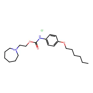 Carbanilic acid, p-(hexyloxy)-, 2-(hexahydro-1H-azepin-1-yl)ethyl ester, hydrochloride structure