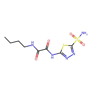 N-butyl-N'-(5-sulfamoyl-1,3,4-thiadiazol-2-yl)oxamide structure