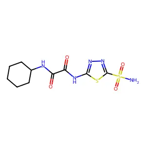 N-cyclohexyl-N'-(5-sulfamoyl-1,3,4-thiadiazol-2-yl)oxamide structure