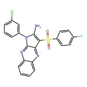 1-(3-chlorophenyl)-3-(4-fluorophenyl)sulfonylpyrrolo[3,2-b]quinoxalin-2-amine structure