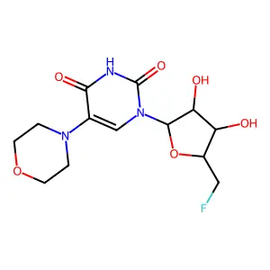1-[(2R,3R,4S,5S)-5-(fluoromethyl)-3,4-dihydroxyoxolan-2-yl]-5-morpholin-4-ylpyrimidine-2,4-dione structure