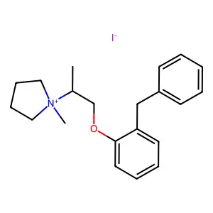 1-(1-((2-Benzylphenoxy)methyl)ethyl)-1-methylpyrrolidinium iodide structure