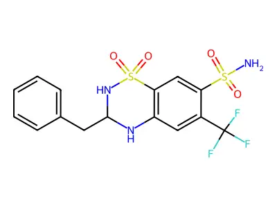 3-benzyl-6-(trifluoromethyl)-3,4-dihydro-2H-benzo[e][1,2,4]thiadiazine-7-sulfonamide 1,1-dioxide structure