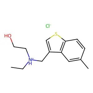 ethyl-(2-hydroxyethyl)-[(5-methyl-1-benzothiophen-3-yl)methyl]azanium chloride structure