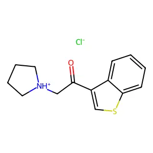 1-(1-benzothiophen-3-yl)-2-pyrrolidin-1-ium-1-ylethanone chloride structure