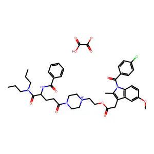 2-[4-[4-benzamido-5-(dipropylamino)-5-oxopentanoyl]piperazin-1-ium-1-yl]ethyl 2-[1-(4-chlorobenzoyl)-5-methoxy-2-methylindol-3-yl]acetate2-hydroxy-2-oxoacetate structure