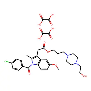 3-[4-(2-hydroxyethyl)piperazin-1-yl]propyl 2-[1-(4-chlorobenzoyl)-5-methoxy-2-methylindol-3-yl]acetateoxalic acid structure