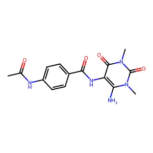 4-acetamido-N-(4-amino-1,3-dimethyl-2,6-dioxopyrimidin-5-yl)benzamide structure