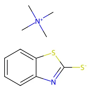 Tetramethylammonium benzothiazol-2-mercaptide structure