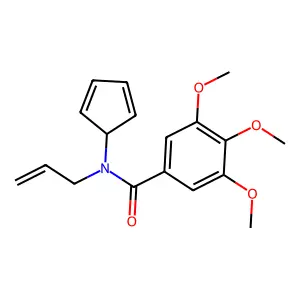 N-cyclopenta-2,4-dien-1-yl-3,4,5-trimethoxy-N-prop-2-enylbenzamide structure