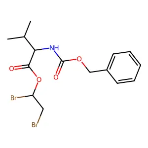 L-N-Benzyloxycarbonyl-3,3-dimethylalanine 1,2-dibromoethyl ester structure
