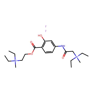 2-[4-[[2-[diethyl(methyl)azaniumyl]acetyl]amino]-2-hydroxybenzoyl]oxyethyl-diethyl-methylazanium diiodide structure
