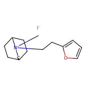 3-[2-(furan-2-yl)ethyl]-3-methyl-3-azoniabicyclo[3.2.2]nonane iodide structure