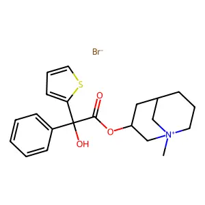 1-Azabicyclo(3.3.1)nonanyl phenyl-2-thienylglycolate methobromide structure