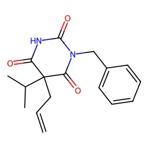 1-benzyl-5-propan-2-yl-5-prop-2-enyl-1,3-diazinane-2,4,6-trione structure