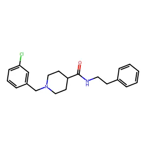 1-(3-chlorobenzyl)-N-(2-phenylethyl)piperidine-4-carboxamide structure