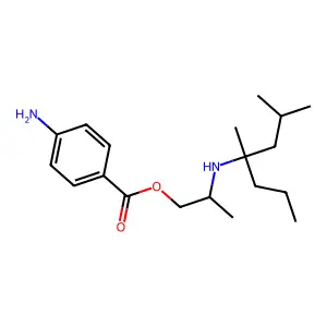 p-Aminobenzoic acid 2-(4,6-dimethyl-4-heptylamino)-1-propyl ester structure