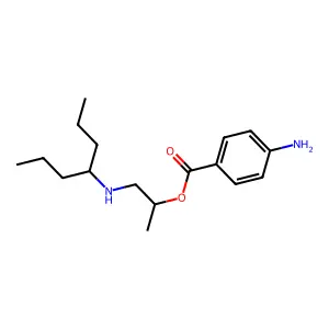 p-Aminobenzoic acid 1-(4-heptylamino)-2-propyl ester structure