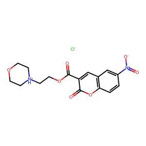 2-morpholin-4-ium-4-ylethyl 6-nitro-2-oxochromene-3-carboxylate chloride structure