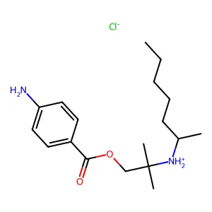 Benzoic acid, p-amino-, 2,2-dimethyl-2-(1-methylhexyl)aminoethyl ester, hydrochloride structure