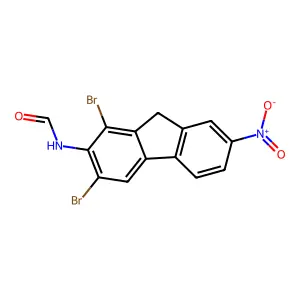 N-(1,3-dibromo-7-nitro-9H-fluoren-2-yl)formamide structure