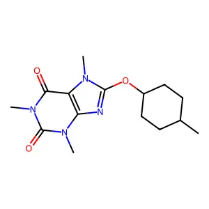 1,3,7-trimethyl-8-(4-methylcyclohexyl)oxypurine-2,6-dione structure
