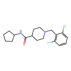 1-(2-chloro-6-fluorobenzyl)-N-cyclopentylpiperidine-4-carboxamide structure