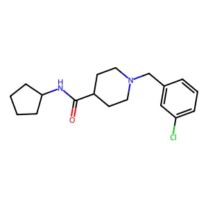 1-(3-chlorobenzyl)-N-cyclopentylpiperidine-4-carboxamide structure