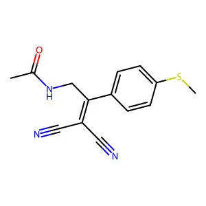 N-[3,3-dicyano-2-(4-methylsulfanylphenyl)prop-2-enyl]acetamide structure