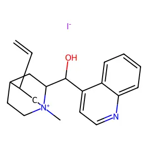 (S)-[(2R)-5-ethenyl-1-methyl-1-azoniabicyclo[2.2.2]octan-2-yl]-quinolin-4-ylmethanol iodide structure
