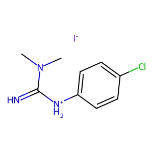 (4-chlorophenyl)-(N,N-dimethylcarbamimidoyl)azanium iodide structure