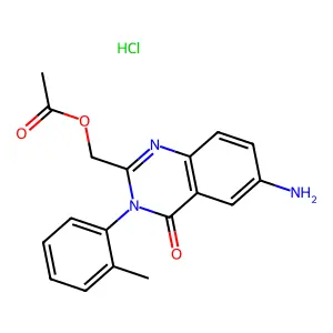 4(3H)-Quinazolinone, 2-((acetyloxy)methyl)-6-amino-3-(2-methylphenyl)-, monohydrochloride structure