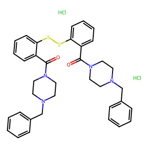 [2-[[2-(4-benzylpiperazine-1-carbonyl)phenyl]disulfanyl]phenyl]-(4-benzylpiperazin-1-yl)methanonedihydrochloride structure