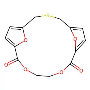 10,13,18,19-Tetraoxa-3-thiatricyclo(13.2.1.1(sup 5,8))nonadeca-5,7,15,17-tetraene-9,14-dione structure
