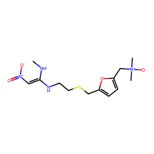 N,N-dimethyl-1-[5-[2-[[1-(methylamino)-2-nitroethenyl]amino]ethylsulfanylmethyl]furan-2-yl]methanamine oxide structure