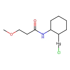 Chloro(2-(3-methoxypropionamido)cyclohexyl)mercury structure