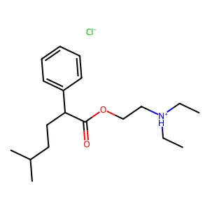 HEXANOIC ACID, 5-METHYL-2-PHENYL-, 2-(DIETHYLAMINO)ETHYL ESTER, HYDROCHLORIDE structure