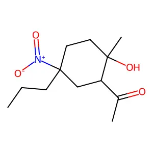 1-(2-hydroxy-2-methyl-5-nitro-5-propylcyclohexyl)ethanone structure