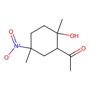 1-(2-hydroxy-2,5-dimethyl-5-nitrocyclohexyl)ethanone structure