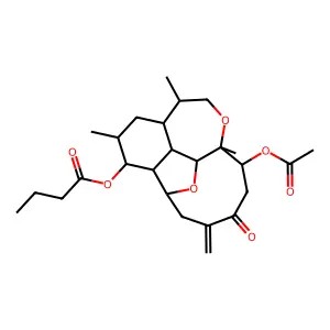 (12-acetyloxy-5,8,11-trimethyl-15-methylidene-14-oxo-10,18-dioxatetracyclo[9.7.0.02,7.03,17]octadecan-4-yl) butanoate structure