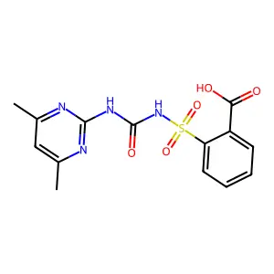 2-[(4,6-dimethylpyrimidin-2-yl)carbamoylsulfamoyl]benzoic acid structure