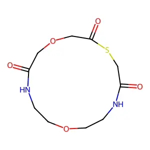 1,10-dioxa-4-thia-7,13-diazacyclopentadecane-3,6,14-trione structure