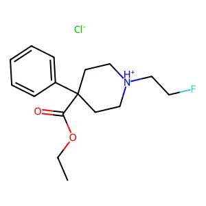 ISONIPECOTIC ACID, 1-(2-FLUOROETHYL)-4-PHENYL-, ETHYL ESTER, HYDROCHLORIDE structure