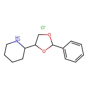 2-(2-phenyl-1,3-dioxolan-4-yl)piperidin-1-ium chloride structure