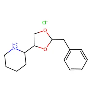 2-(2-benzyl-1,3-dioxolan-4-yl)piperidin-1-ium chloride structure