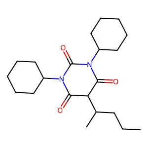 1,3-dicyclohexyl-5-pentan-2-yl-1,3-diazinane-2,4,6-trione structure
