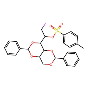 [1-(2,6-diphenyl-4,4a,8,8a-tetrahydro-[1,3]dioxino[5,4-d][1,3]dioxin-4-yl)-2-iodoethyl] 4-methylbenzenesulfonate structure