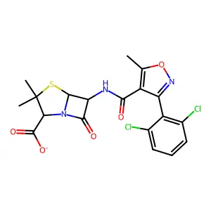 6-[3-(2,6-DICHLOROPHENYL)-5-METHYL-1,2-OXAZOLE-4-AMIDO]-3,3-DIMETHYL-7-OXO-4-THIA-1-AZABICYCLO[3.2.0]HEPTANE-2-CARBOXYLATE structure